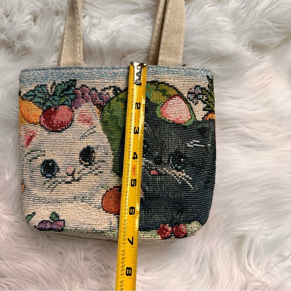 SOLD🫧 Cat Needlepoint Mini Zippered Tote Bag Purse - Picture 2 of 11